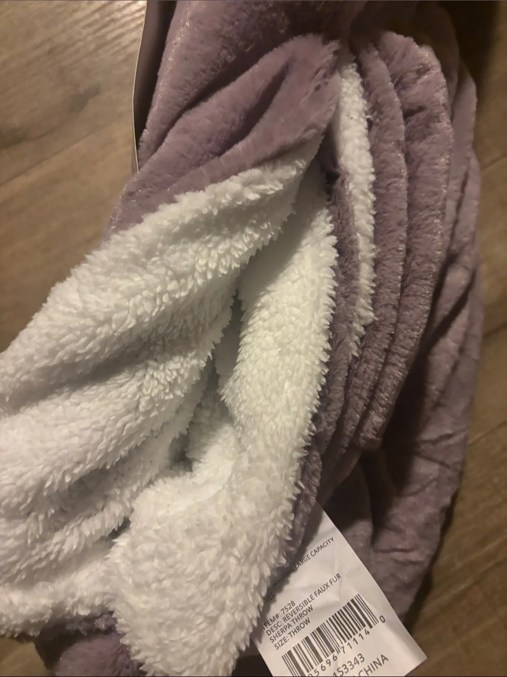 Reversible Faux Fur Sherpa Throw - Lavender